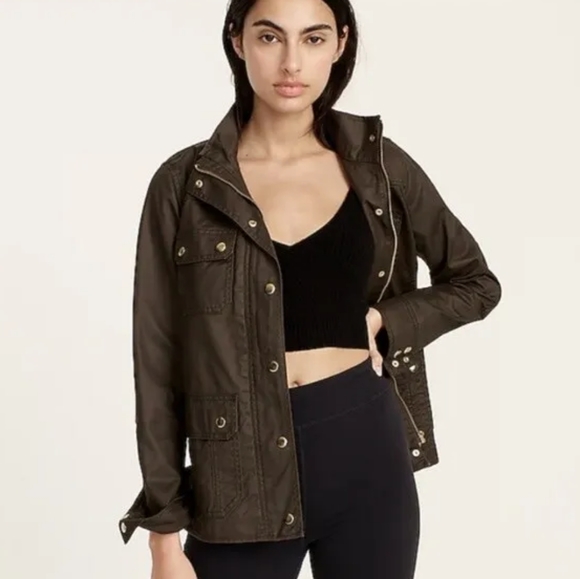 J. Crew Women's Downtown Field Jacket Cotton Brown Full Zip Size - Picture 1 of 9
